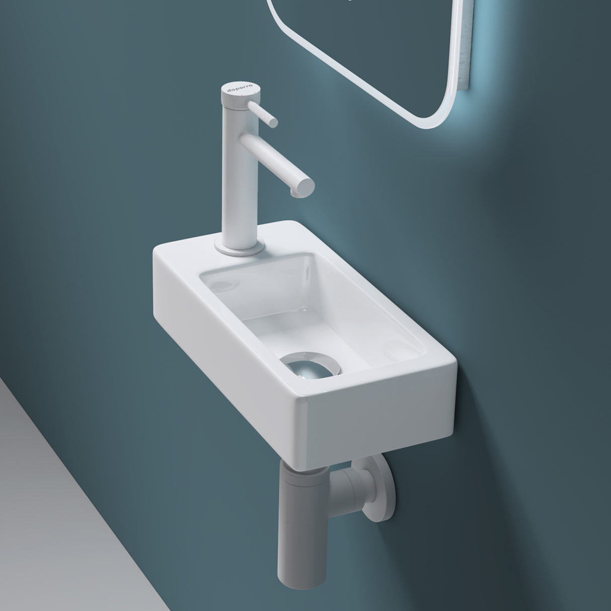 Lavabo Glasvilla pour WC invités, lavabo suspendu en céramique blanche avec nano-revêtement, Bruxelles 3053