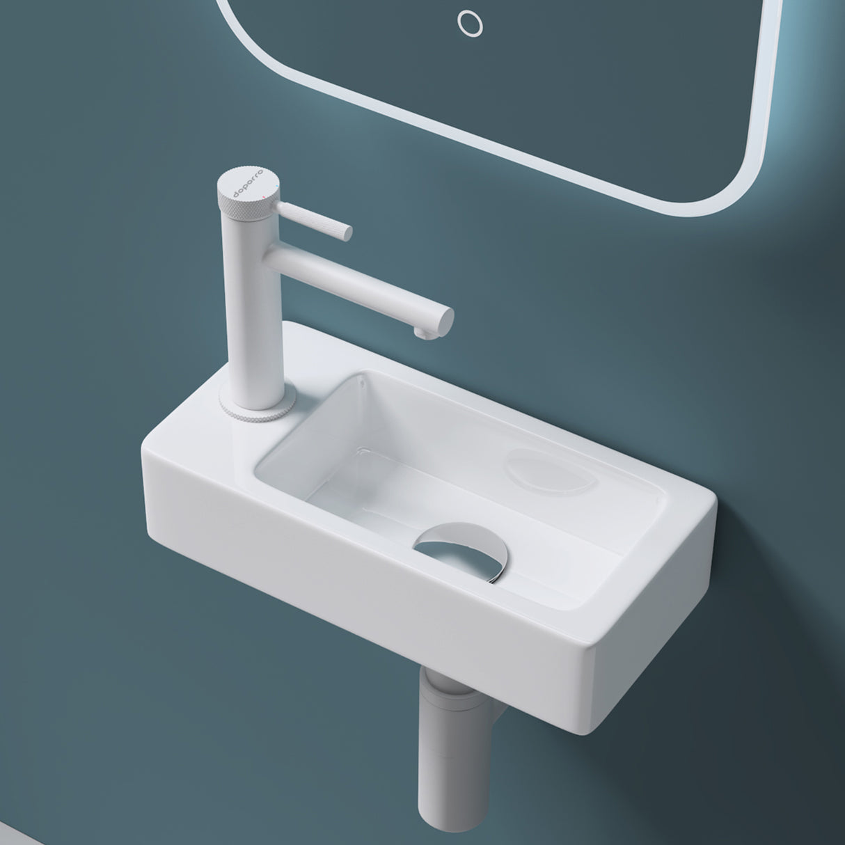 Lavabo Glasvilla pour WC invités, lavabo suspendu en céramique blanche avec nano-revêtement, Bruxelles 3053