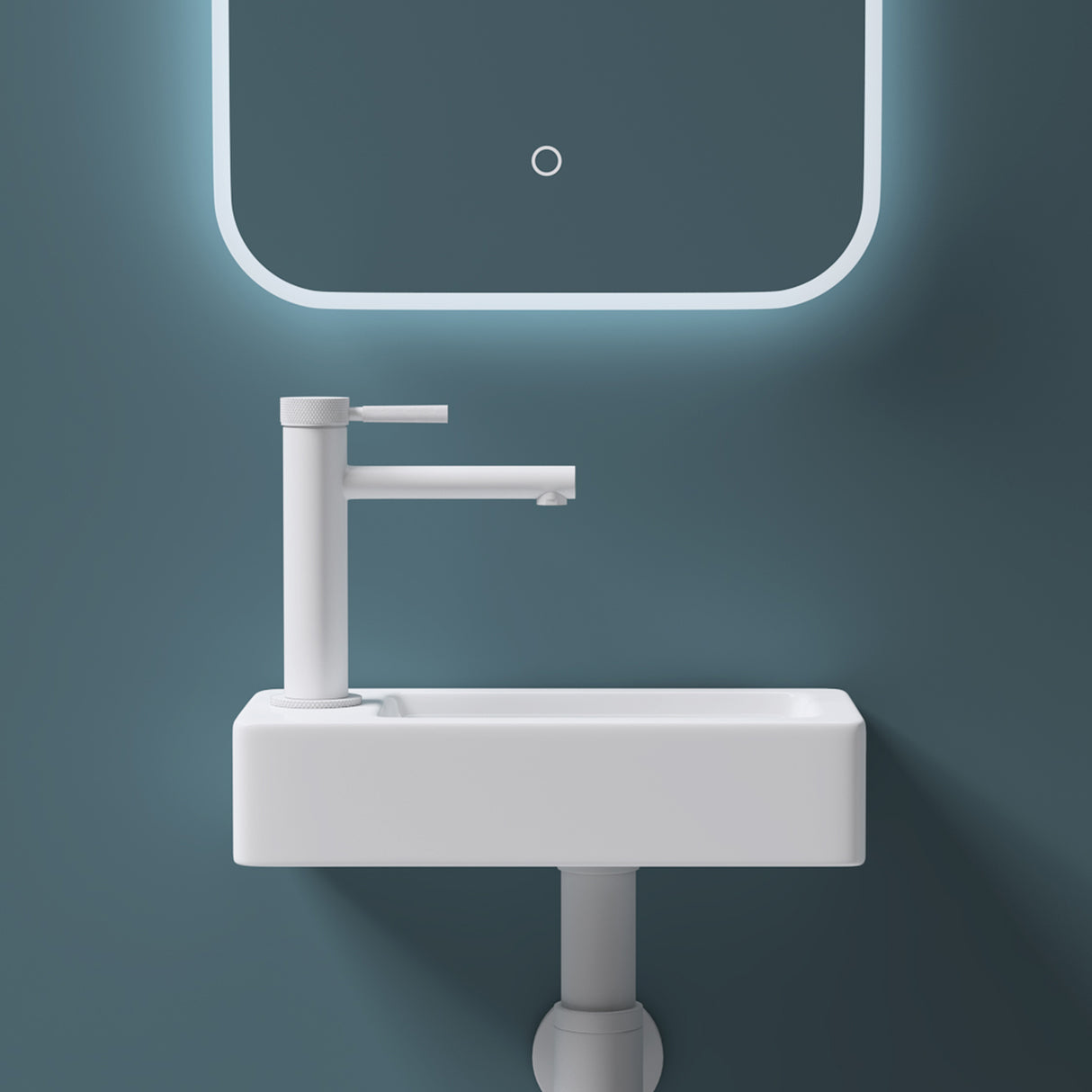 Lavabo Glasvilla pour WC invités, lavabo suspendu en céramique blanche avec nano-revêtement, Bruxelles 3053