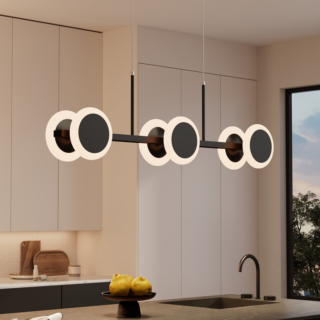 Suspension Glasvilla 70 cm, lampe LED dimmable avec télécommande, température de couleur 3000K/4000K/6000K, câble ajustable, 24 W, noir mat, idéale pour salle à manger, salon ou chambre.