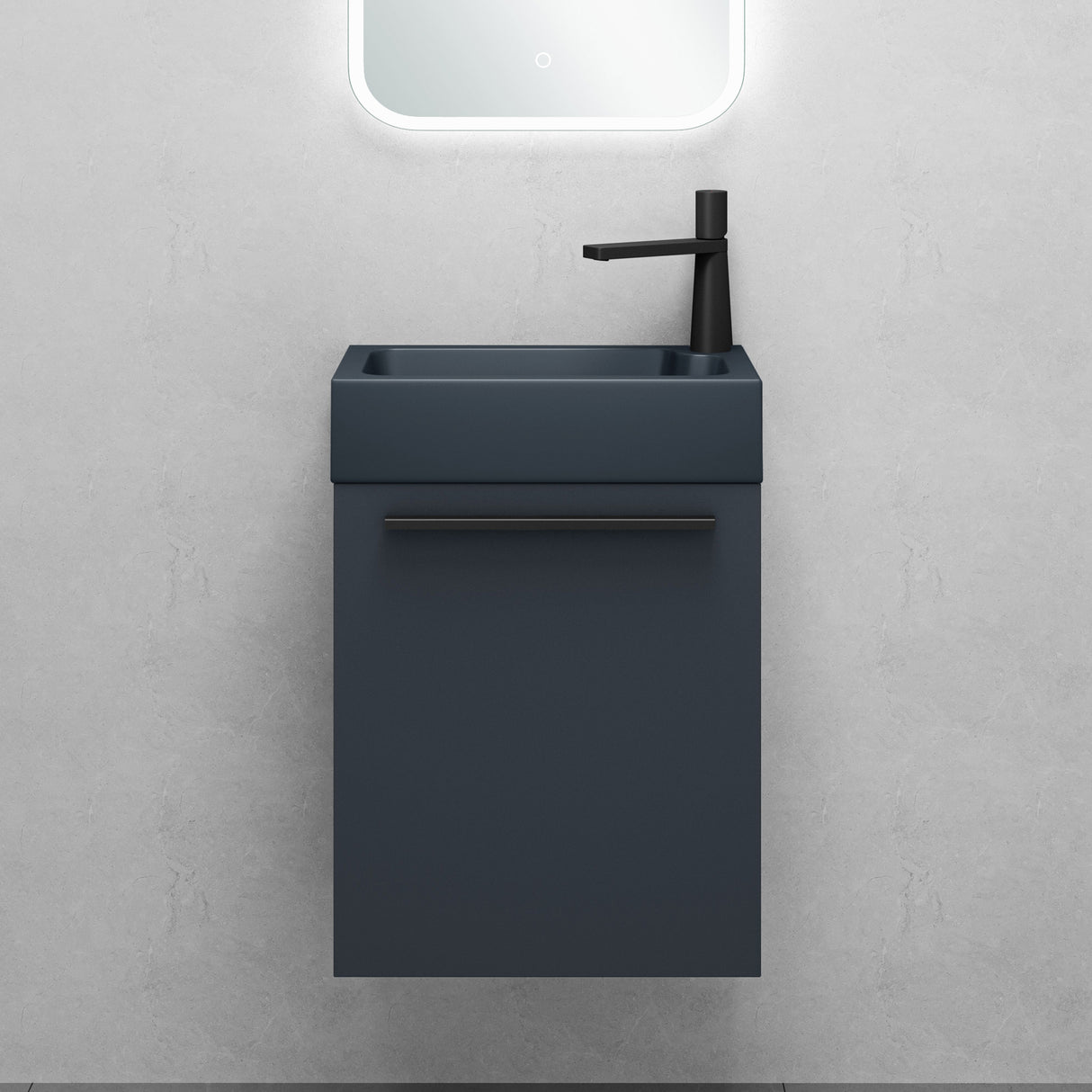 glasvilla Ensemble de Meubles de Salle de Bain avec Meuble Sous-Vasque Lavabo Anthracite Mat et Miroir de Salle de Bain LED 46x26x63 cm Pisa