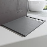 Receveur de douche Glasvilla pour cabine de douche, plat, rectangulaire, gris béton, en fonte minérale Corvus de haute qualité.