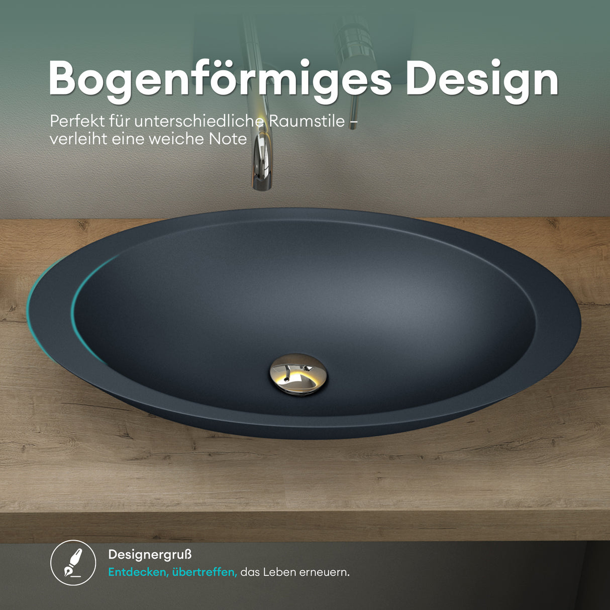 Vasque à poser Glasvilla, vasque, meuble-lavabo, vasque en fonte minérale Col802