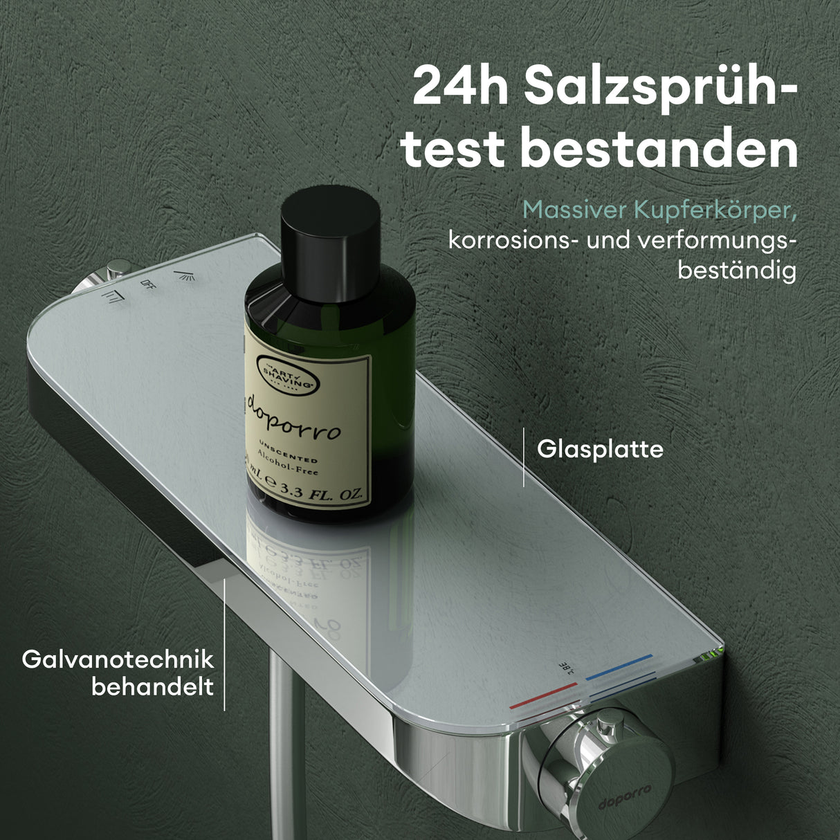 glasvilla Thermostat Badewannenarmatur mit Handbrause Wannenarmatur Wannenthermostat 4 Strahlarten Wandarmatur für Badewanne aus Messing inkl. Brauseschlauch Duschsystem8