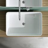 Glasvilla Lavabo de mineral fundido sin orificio para grifo Col102 – Blanco brillante, diseño moderno, suspendido o sobre encimera