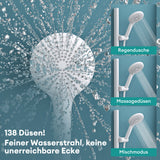 Système de douche Glasvilla avec thermostat, kit de robinetterie complet avec verrouillage de sécurité, 3 jets, pommeau de douche réglable en hauteur avec bec inférieur en laiton, système de douche 9