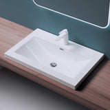 Lavabo Glasvilla, vasque encastrée, meuble-lavabo, en fonte minérale, rectangulaire, 1 trou de robinetterie, avec trop-plein, Col01