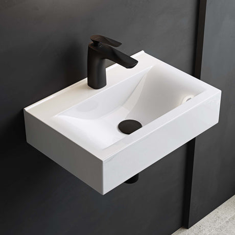 glasvilla lavabo sobre encimera, BTH: 45x30,5x10,5cm, en blanco, de cerámica, cuadrado, con recubrimiento nano/efecto loto Brüssel118c