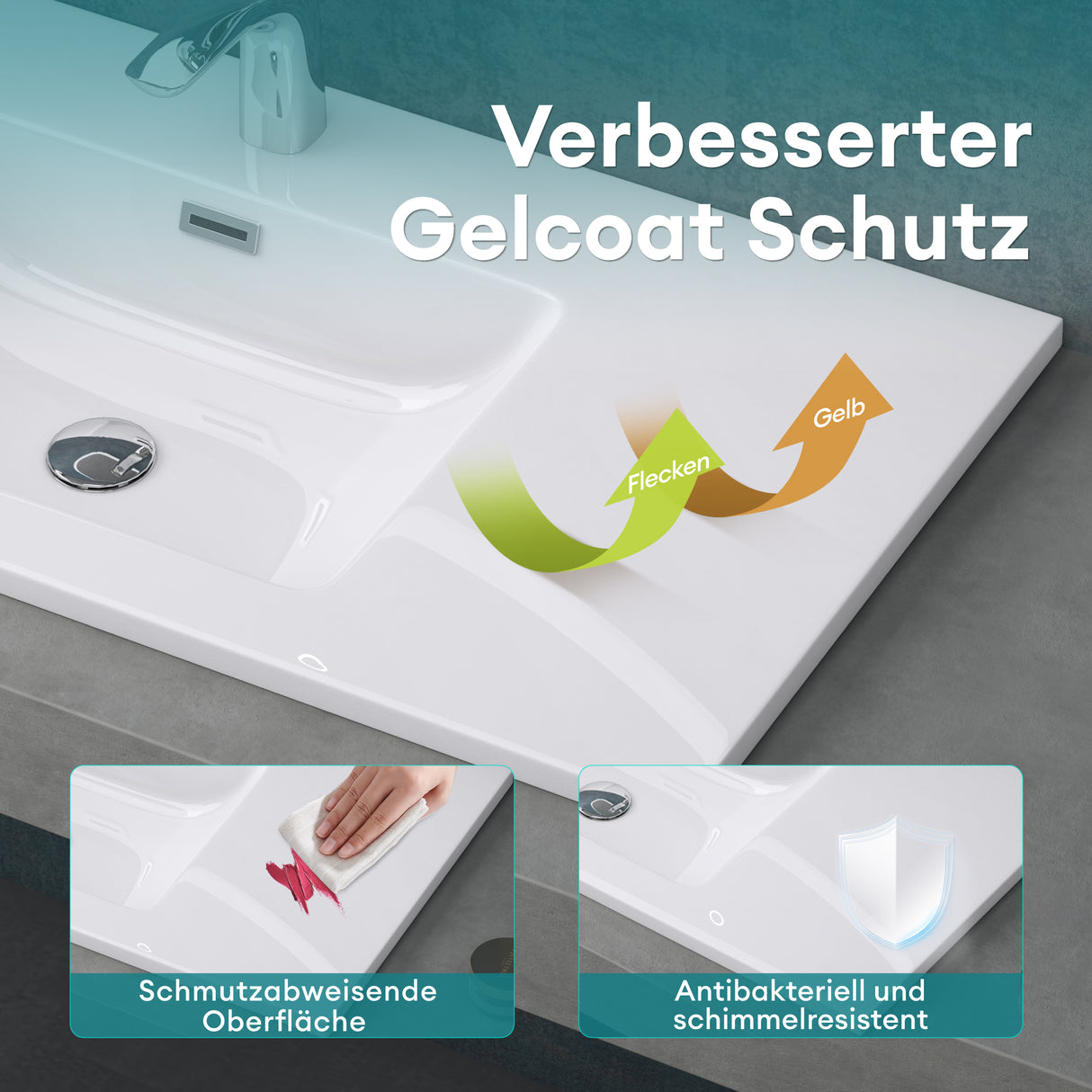 lavabo Glasvilla, lavabo encastré, meuble vasque, lavabo encastré en fonte minérale Col02