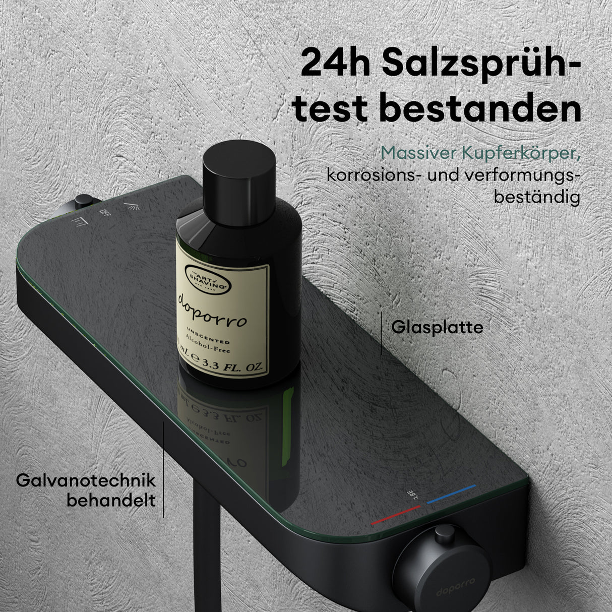 glasvilla Thermostat Badewannenarmatur mit Handbrause Wannenarmatur Wannenthermostat 4 Strahlarten Wandarmatur für Badewanne aus Messing inkl. Brauseschlauch Duschsystem8