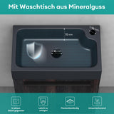 glasvilla Ensemble de Meubles de Salle de Bain avec Meuble Sous-Vasque Lavabo Anthracite Mat et Miroir de Salle de Bain LED 46x26x63 cm Pisa