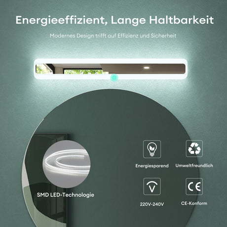 glasvilla Lampe de Salle de Bain LED pour Miroir | Lampe Miroir à Intensité Variable 3 Couleurs 3000K-6000K | Lampe de Maquillage 14W LumaRay