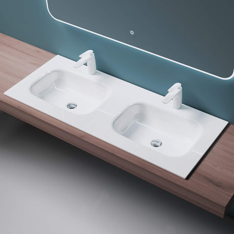 glasvilla lavabo de encastre lavabo de mineral de resina mueble de lavabo espacio de almacenamiento grande rectangular Col04