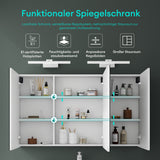 Armoire de toilette Glasvilla avec miroir et lampe intégrée, meuble de salle de bain, éclairage miroir, lampe de salle de bain LED rotative à 180°, d'une beauté rayonnante