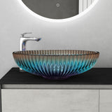glasvilla Waschbecken Glas Aufsatzwaschbecken Glaswaschbecken Handwaschbecken Waschschale Oval Minerva08