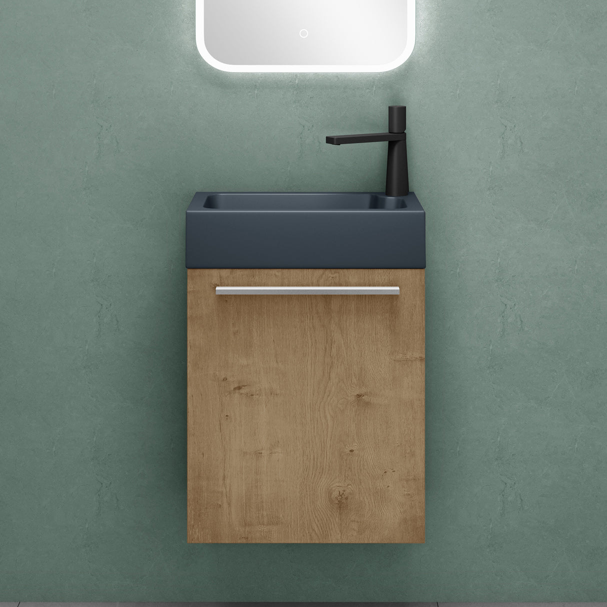 glasvilla Ensemble de Meubles de Salle de Bain avec Meuble Sous-Vasque Lavabo Anthracite Mat et Miroir de Salle de Bain LED 46x26x63 cm Pisa