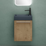 glasvilla Ensemble de Meubles de Salle de Bain avec Meuble Sous-Vasque Lavabo Anthracite Mat et Miroir de Salle de Bain LED 46x26x63 cm Pisa