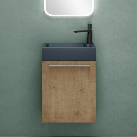 glasvilla Ensemble de Meubles de Salle de Bain avec Meuble Sous-Vasque Lavabo Anthracite Mat et Miroir de Salle de Bain LED 46x26x63 cm Pisa