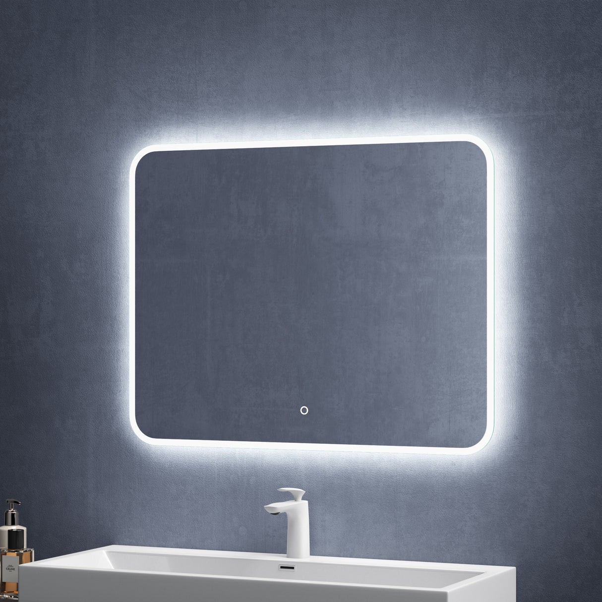 glasvilla Miroir Mural de Salle de Bain Miroir de Salle de Bain LED avec Interrupteur Tactile Antibuée Couche Antibuée