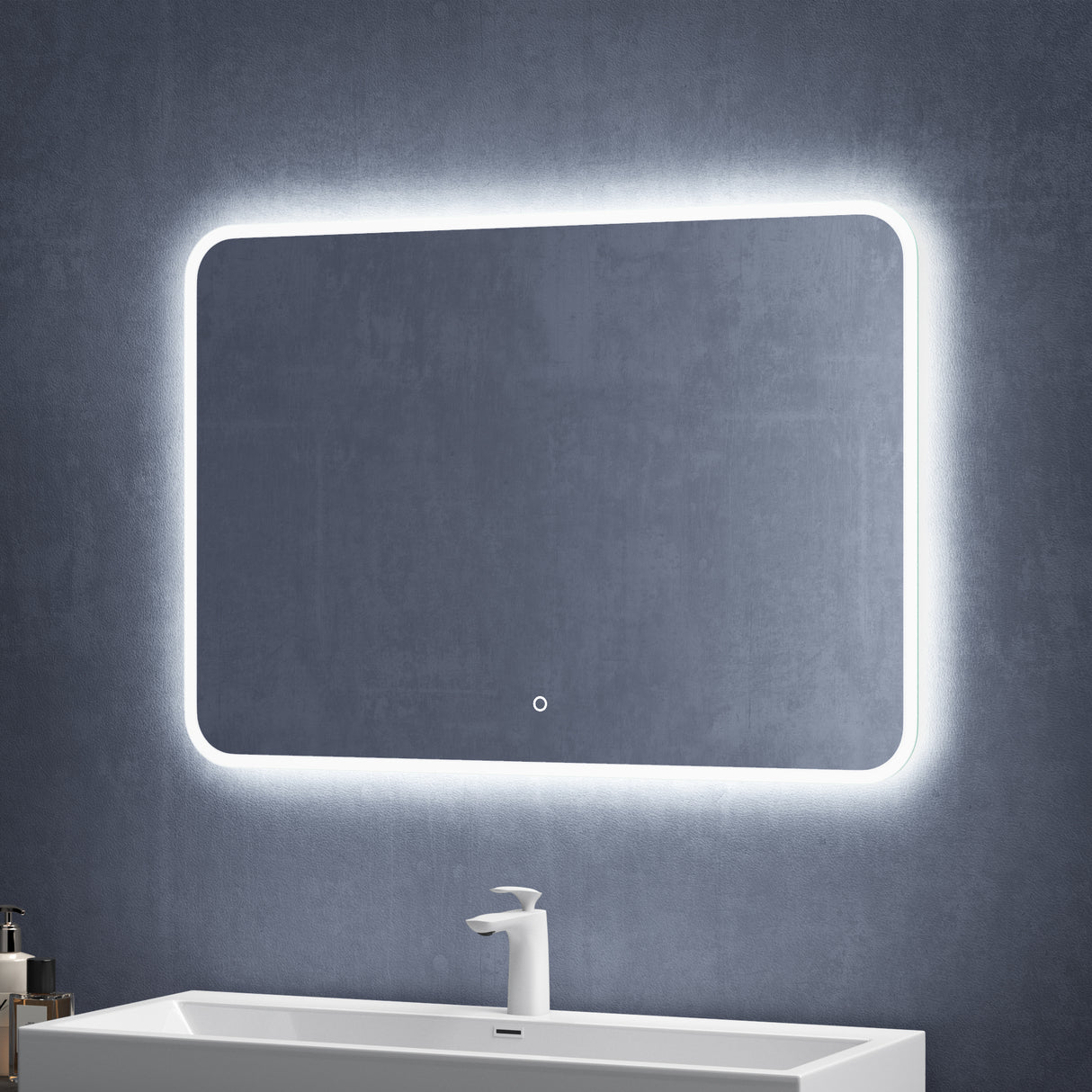 glasvilla Miroir Mural de Salle de Bain Miroir de Salle de Bain LED avec Interrupteur Tactile Antibuée Couche Antibuée