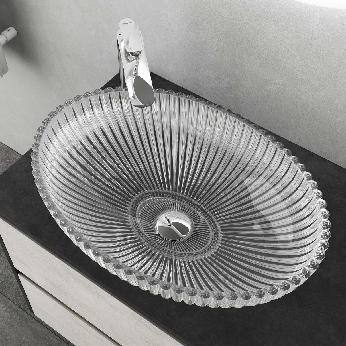 lavabo Glasvilla en verre, vasque à poser, lavabo ovale