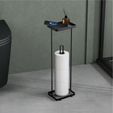 glasvilla Toilettenpapierhalter stehend mit Ablage Klorollenhalter Klopapierhalter freistehend WC Rollenhalter Toilettenständer 16x12x52cm Reglo-04