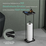 glasvilla Toilettenpapierhalter stehend mit Ablage Klorollenhalter Klopapierhalter freistehend WC Rollenhalter Toilettenständer 16x12x52cm Reglo-04