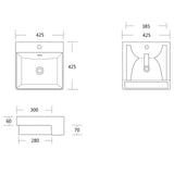 Lavabo à poser Glasvilla, lavabo rectangulaire en céramique, 1 trou de robinetterie, blanc, Bruxelles 702