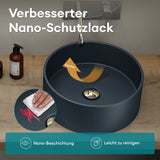 Vasque ronde Glasvilla 40x40x15cm Col804 à poser, sans trou de robinetterie ni trop-plein