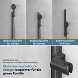 Système de douche Glasvilla avec thermostat, kit de robinetterie complet avec verrouillage de sécurité, 3 jets, pommeau de douche réglable en hauteur avec bec inférieur en laiton, système de douche 9