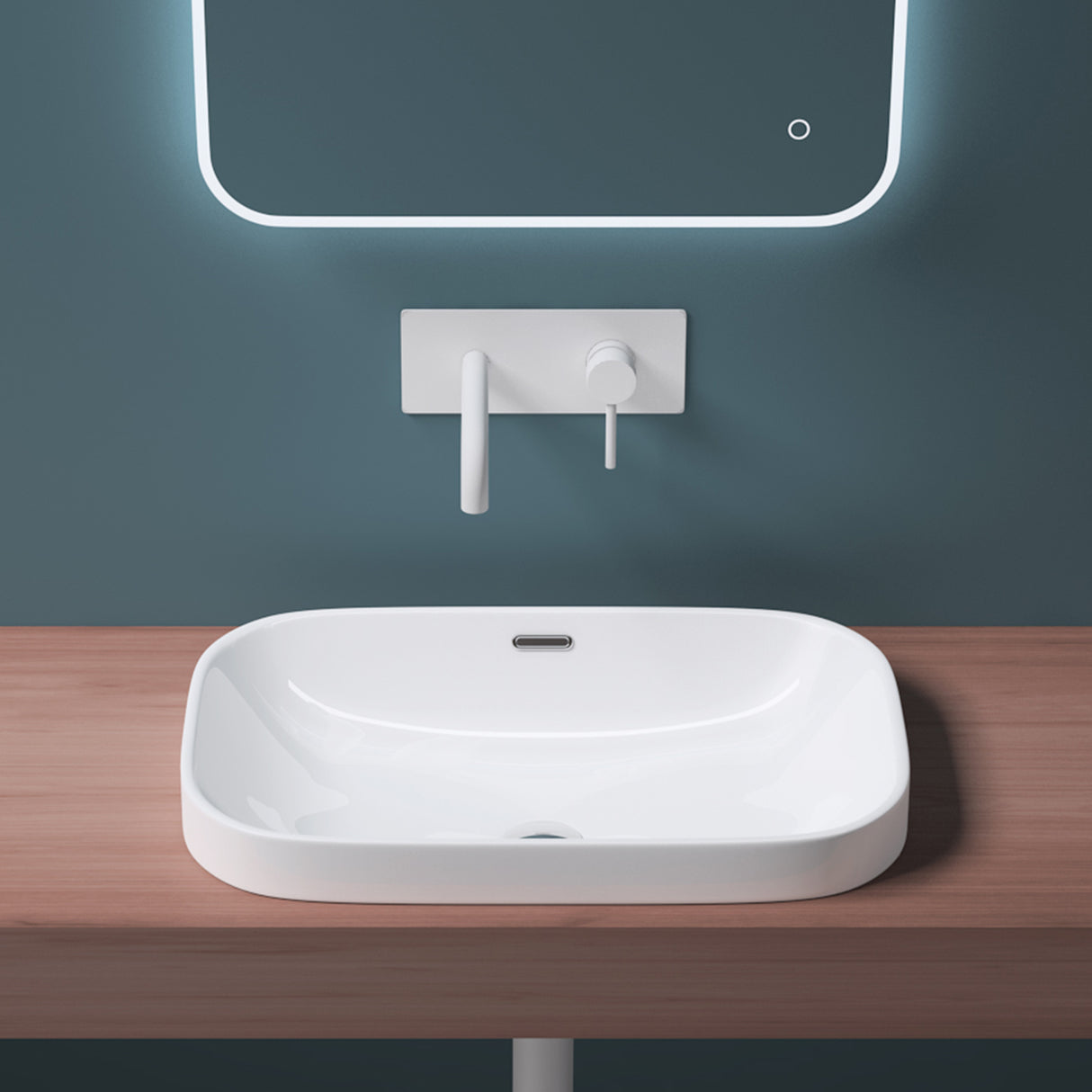 Lavabo Glasvilla, lavabo encastré avec nano-revêtement, céramique blanche, Bruxelles 5082