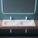 Lavabo Glasvilla, lavabo encastré, lavabo en fonte minérale, meuble-lavabo, grand espace de rangement, rectangulaire Col04