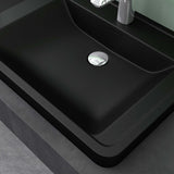 Lavabo Glasvilla, lavabo encastré, vasque rectangulaire en matériau minéral moulé avec trop-plein, Col8