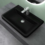 Lavabo Glasvilla, lavabo encastré, vasque rectangulaire en matériau minéral moulé avec trop-plein, Col8