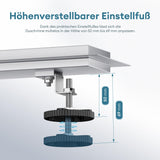 Bonde de douche Glasvilla en acier inoxydable | Kit de siphon complet pour salle de bain | Carrelable, débit de 35 l/min | Filtre à cheveux KE110