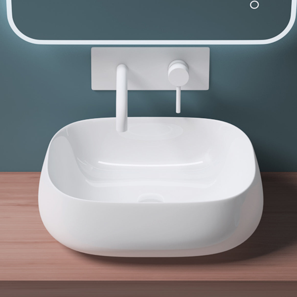 Vasque à poser Glasvilla, en céramique blanche, avec nano-revêtement