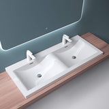 Lavabo Glasvilla, vasque encastrée, meuble sous-vasque, 2 vasques, en fonte minérale, rectangulaire, 2 trous de robinetterie, avec trop-plein, Col03