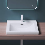 Lavabo Glasvilla, vasque encastrée, meuble-lavabo, en fonte minérale, rectangulaire, 1 trou de robinetterie, avec trop-plein, Col01