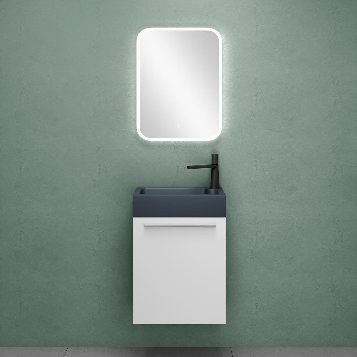 glasvilla Ensemble de Meubles de Salle de Bain avec Meuble Sous-Vasque Lavabo Anthracite Mat et Miroir de Salle de Bain LED 46x26x63 cm Pisa