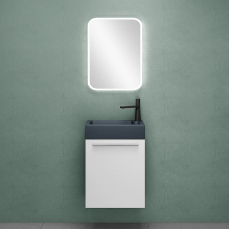 glasvilla Ensemble de Meubles de Salle de Bain avec Meuble Sous-Vasque Lavabo Anthracite Mat et Miroir de Salle de Bain LED 46x26x63 cm Pisa