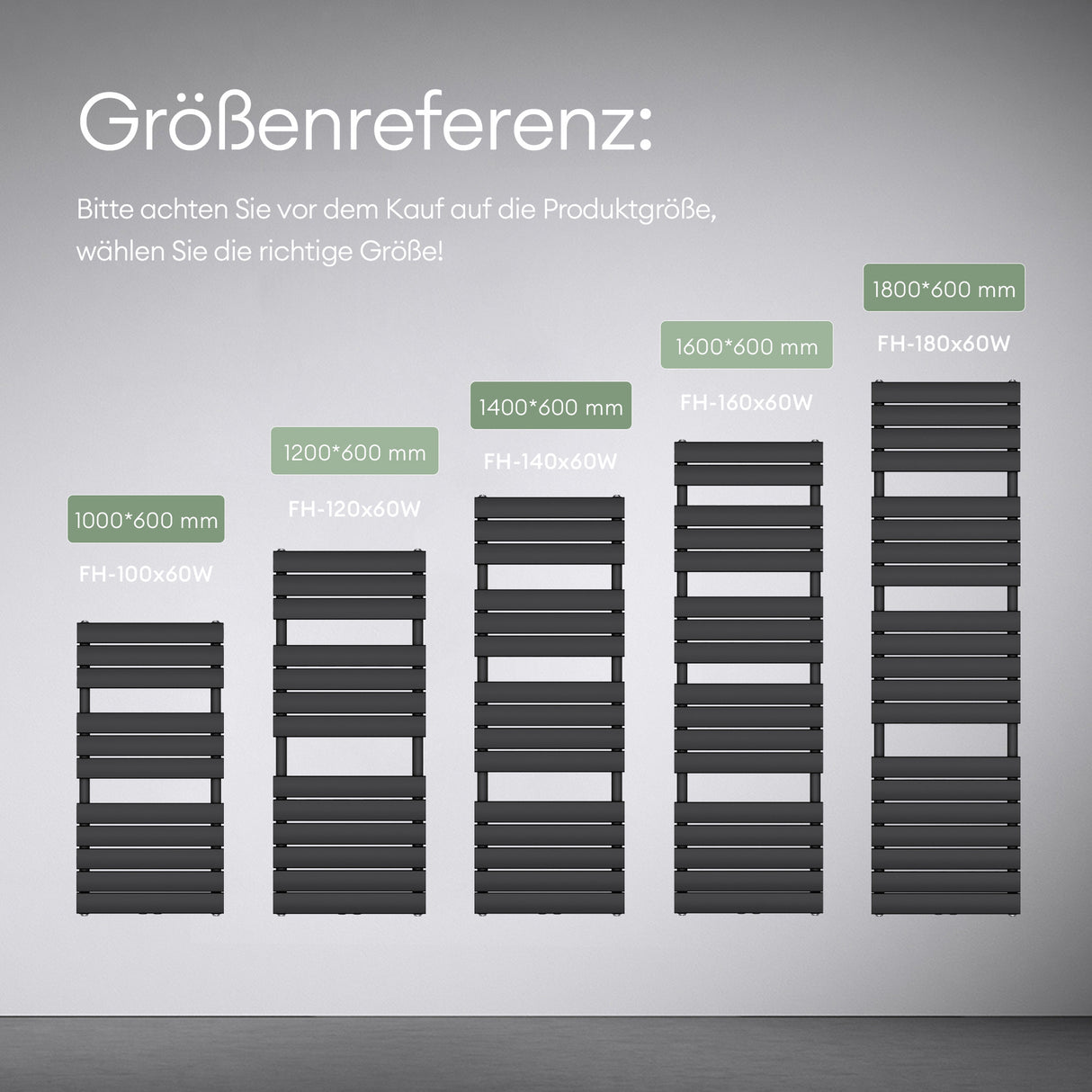 glasvilla Radiateur de Salle de Bain Raccordement Latéral Plat et Raccordement Central Radiateur Panneau Chauffe-Serviettes Horizontal FH
