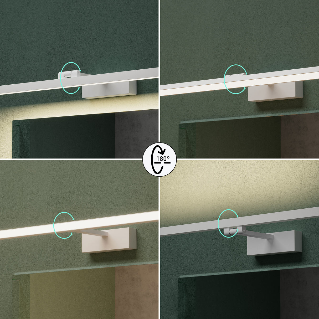 glasvilla Lampada da Specchio LED per Bagno | Lampada a Specchio 4000K, Illuminazione da Parete Ruotabile di 180° 9W Strahlenschön