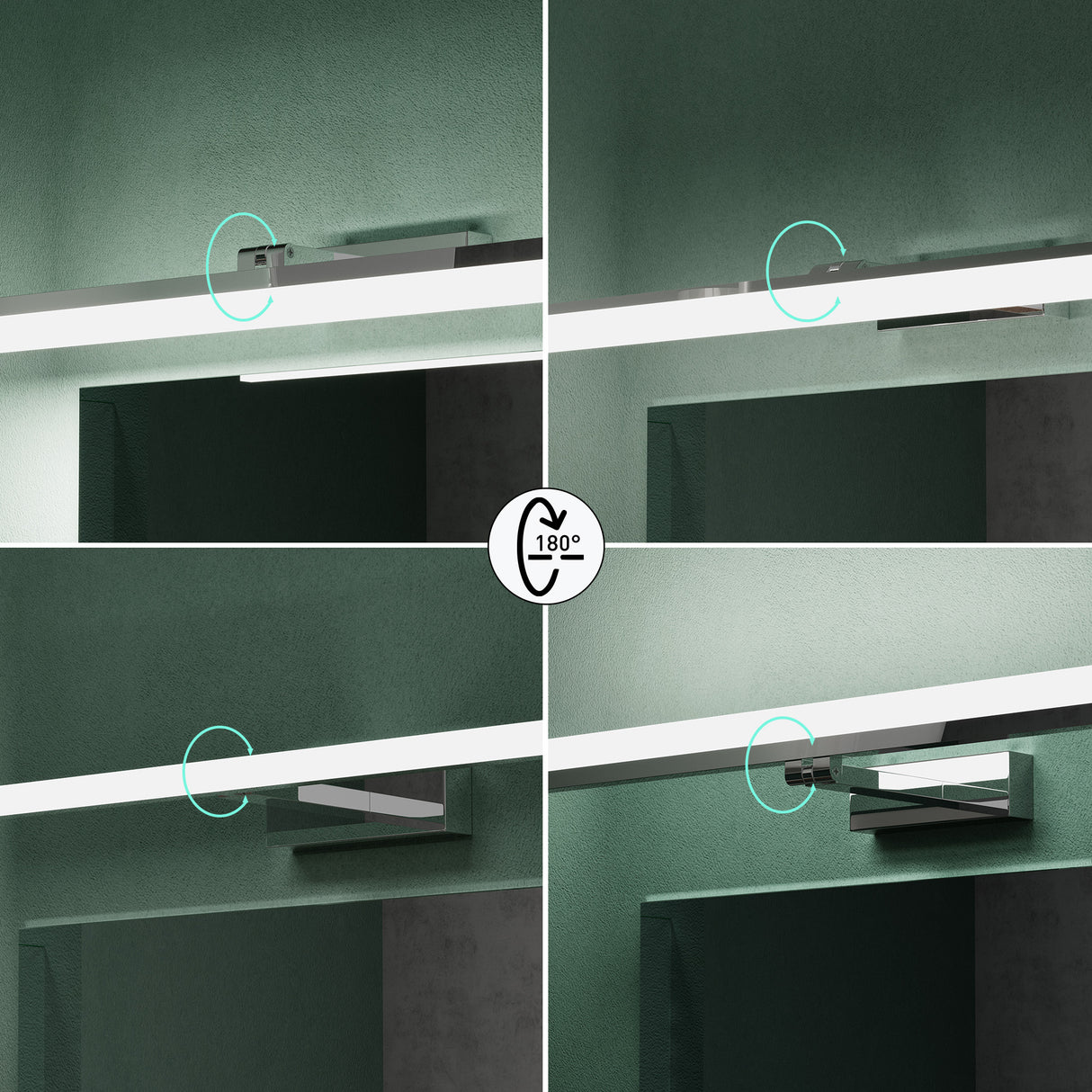 lámpara de espejo LED de 40 cm para baño | lámpara de espejo, 6000K lámpara de baño | giratoria 180° 9W Luxaris