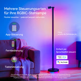 glasvilla Wohnzimmer Dimmbar mit Leselampe, RGBICWW LED Stehlampe mit Warmweiß & 16 Mio. Farben, App & Fernbedienung, 270° Licht, Musik-Sync, für Schlafzimmer Gaming, Lineora-02