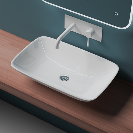 Vasque à poser Glasvilla, modèle Brussels 159 blanc, en céramique avec nano-revêtement