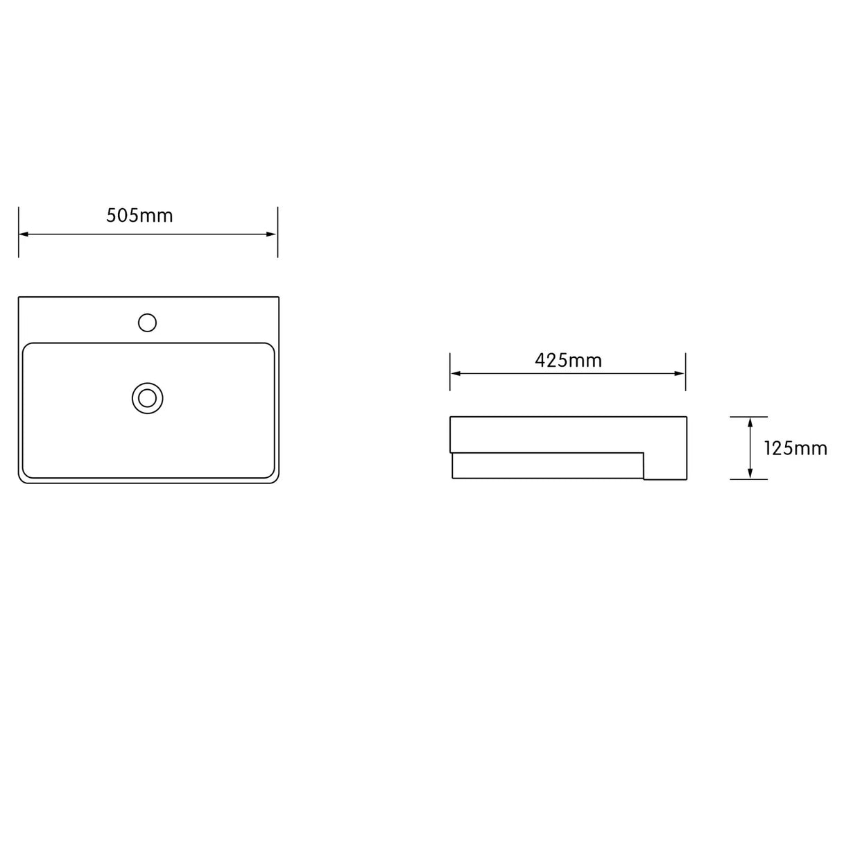 Lavabo à poser Glasvilla, lavabo rectangulaire en céramique, 1 trou de robinetterie, blanc, Bruxelles 702