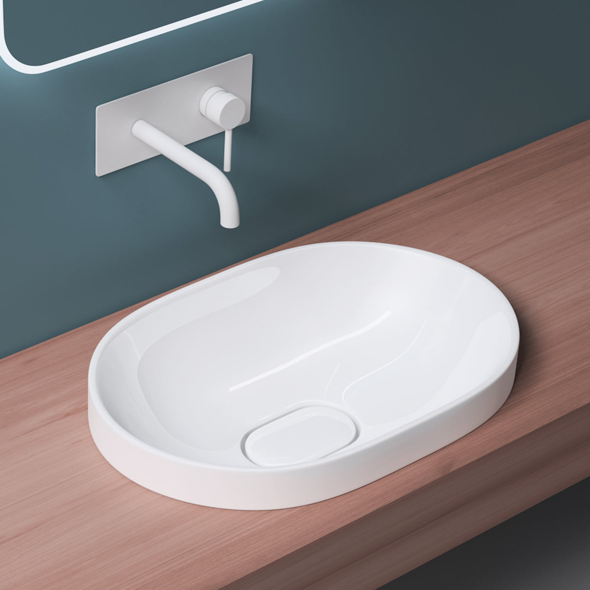 Lavabo Glasvilla, lavabo encastré, blanc Bruxelles 5006A, en céramique avec nano-revêtement