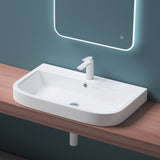 Lavabo à poser Glasvilla, Lavabo mural Brussels5021, L x P x H : 81 x 49 x 18 cm, Céramique blanche avec nano-revêtement