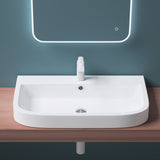 Lavabo à poser Glasvilla, Lavabo mural Brussels5021, L x P x H : 81 x 49 x 18 cm, Céramique blanche avec nano-revêtement