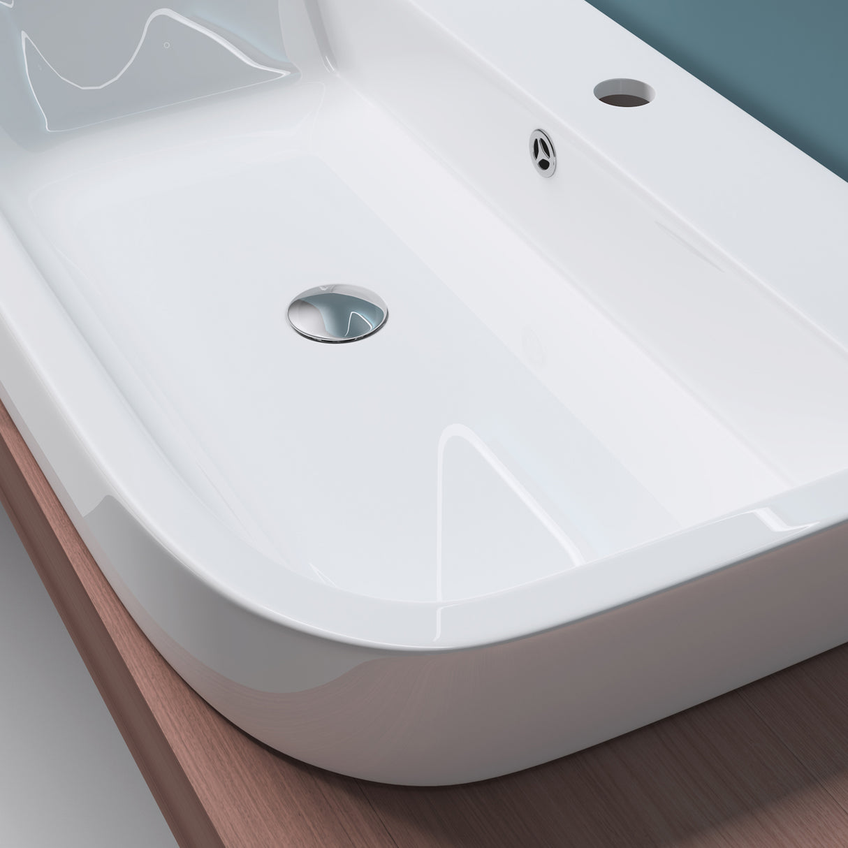 Lavabo à poser Glasvilla, Lavabo mural Brussels5021, L x P x H : 81 x 49 x 18 cm, Céramique blanche avec nano-revêtement